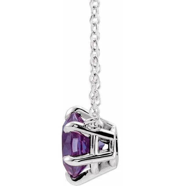 Round Lab-Grown Alexandrite Six Prong Set Pendant Necklace