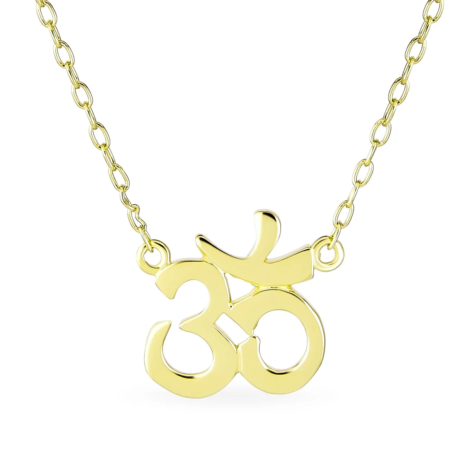 Sanskrit Aum Om Pendant Necklace 14K Gold Rose Plated Sterling Silver Harmony Yoga