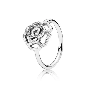 Shimmering Delicate Rose Clear Cubic Zirconia Ring - 190949CZ