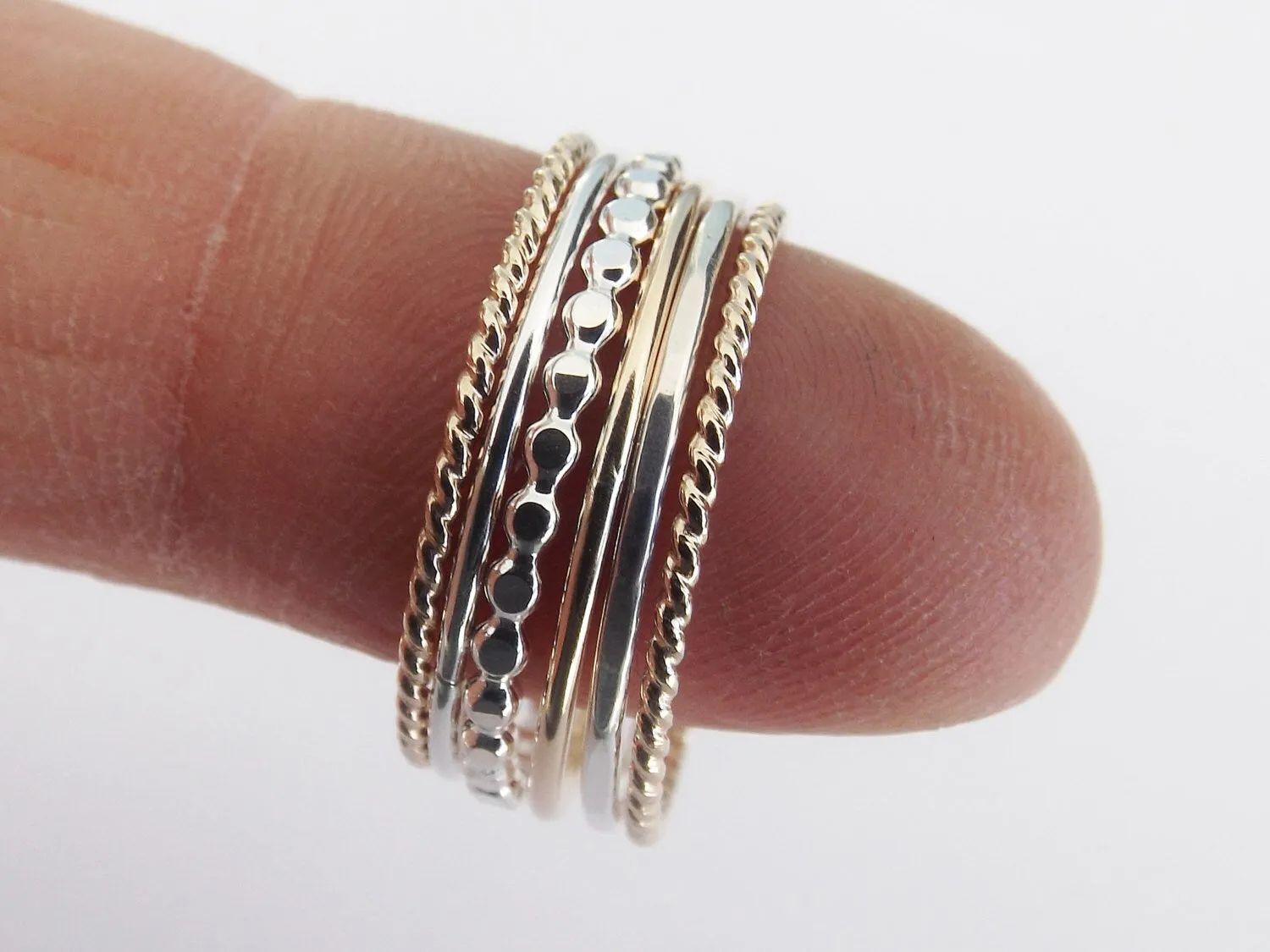 Silver and Gold Stacking Set,6 Ring Set,Stacking Rings,Set,Multi Texture Ring Set,Textured Rings,Stacking Rings Set,Gold Rings,Silver Rings