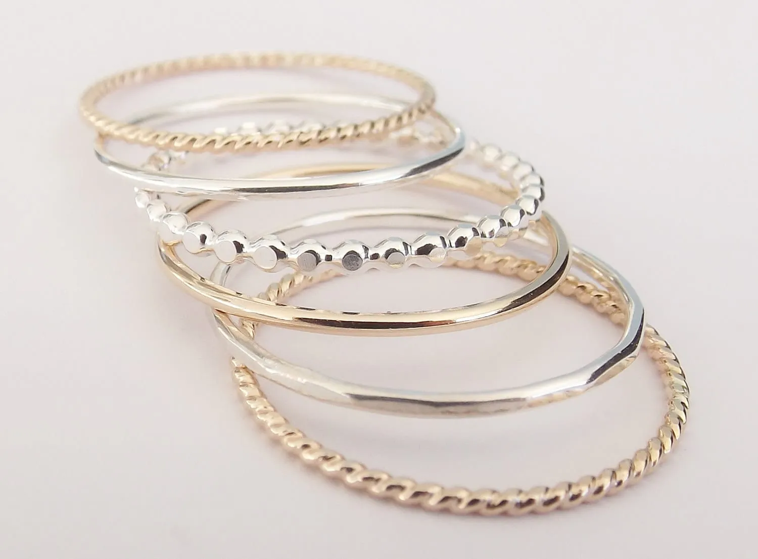 Silver and Gold Stacking Set,6 Ring Set,Stacking Rings,Set,Multi Texture Ring Set,Textured Rings,Stacking Rings Set,Gold Rings,Silver Rings