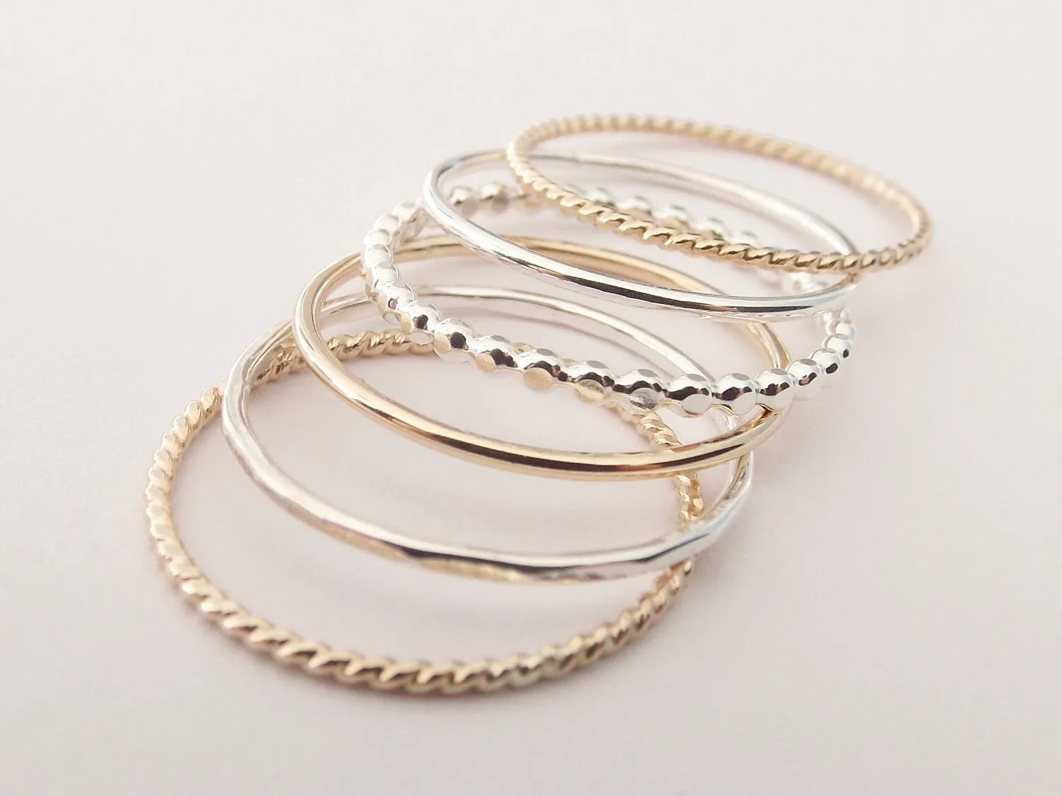 Silver and Gold Stacking Set,6 Ring Set,Stacking Rings,Set,Multi Texture Ring Set,Textured Rings,Stacking Rings Set,Gold Rings,Silver Rings