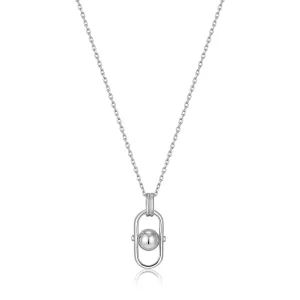 Silver Orb Link Drop Pendant Necklace