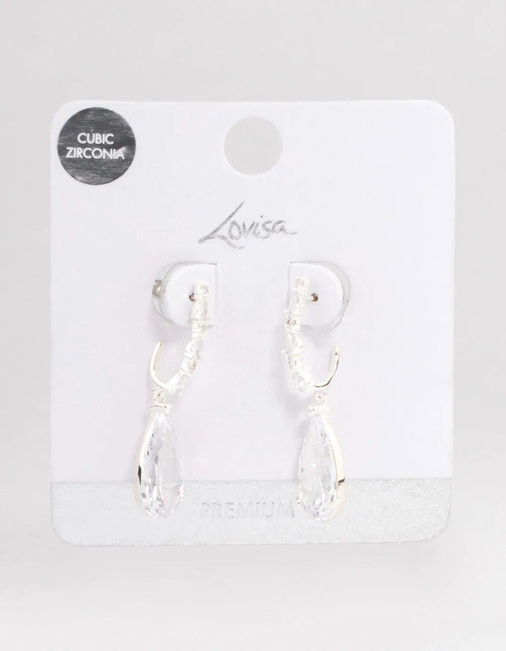 Silver Plated Cubic Zirconia Medium Drop Earrings