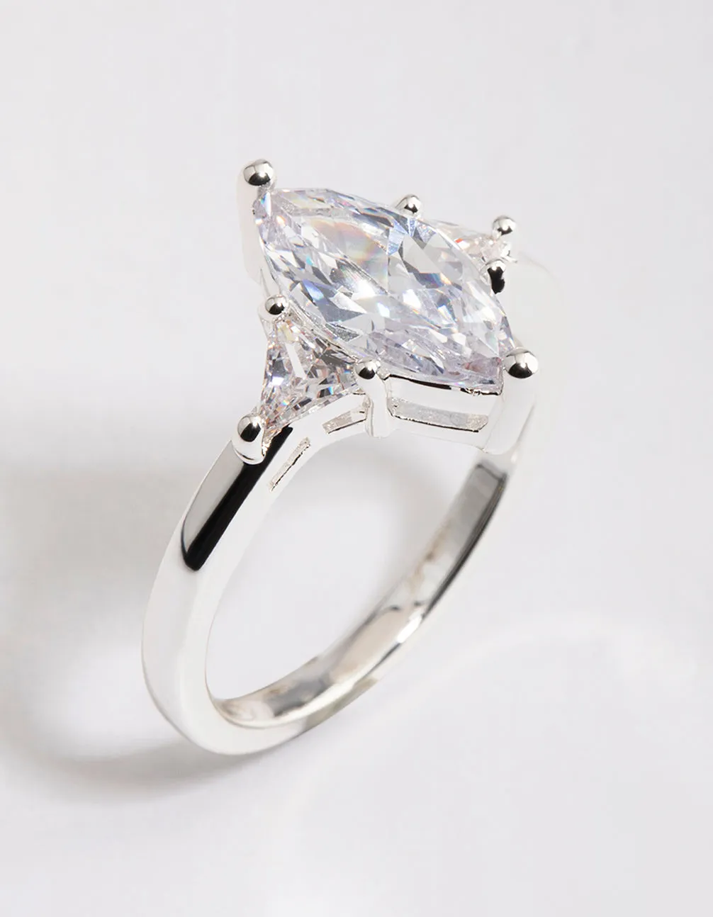 Silver Plated Precious Marquise Ring