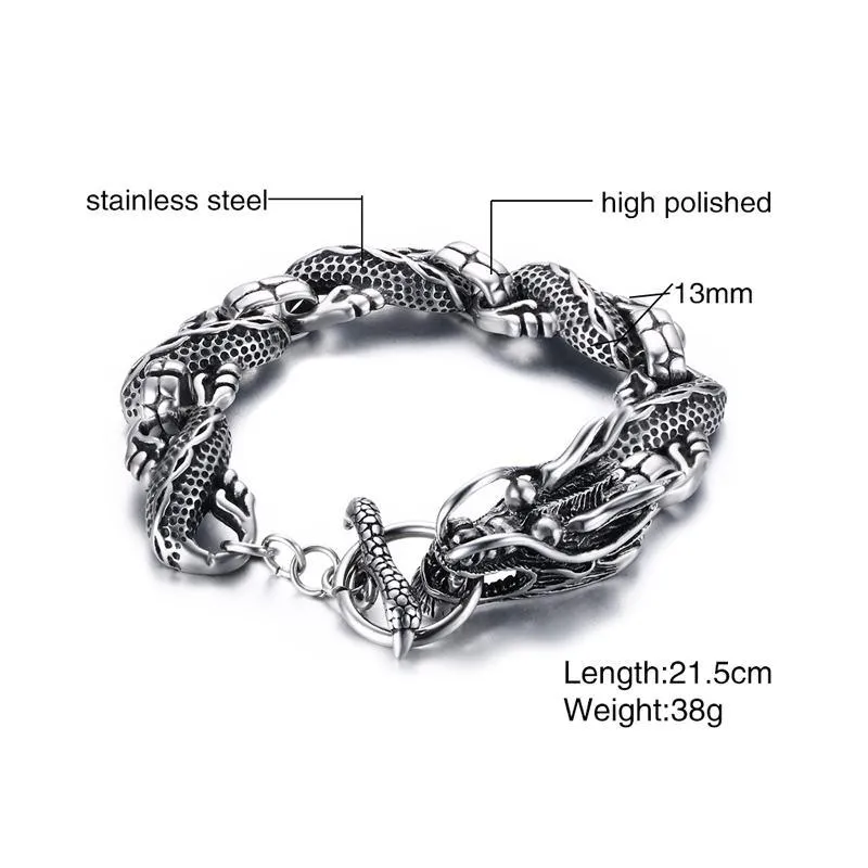 Silver Twisted Dragon Singapore Chain Bracelet