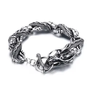 Silver Twisted Dragon Singapore Chain Bracelet