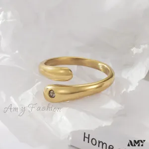 Simple Diamond Studded Gold Plating Rings