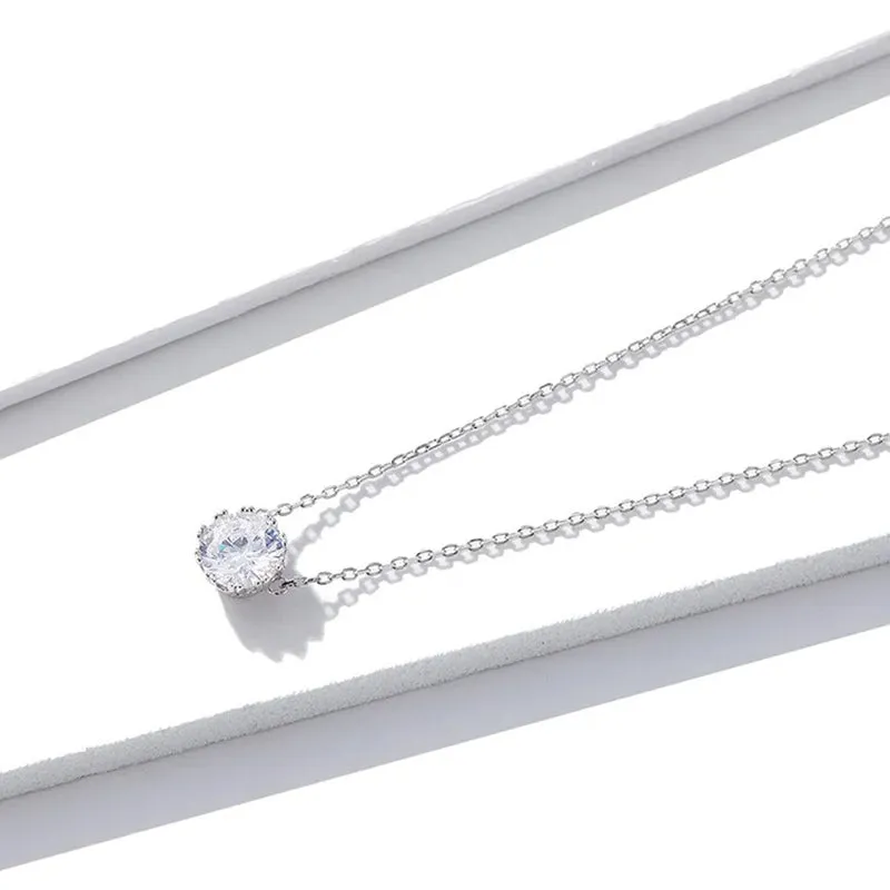 Simple Minimalist Short Necklace for Women 925 Sterling Silver Clear Cubic Zircon Chain Necklaces Wedding Jewelry