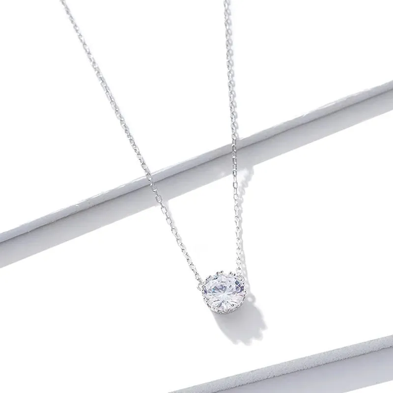 Simple Minimalist Short Necklace for Women 925 Sterling Silver Clear Cubic Zircon Chain Necklaces Wedding Jewelry