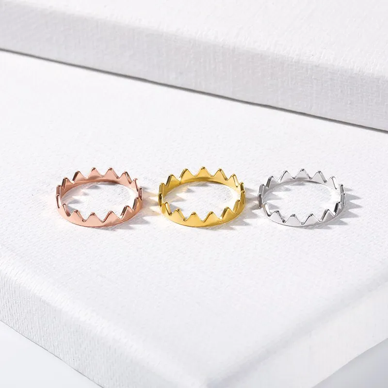 Simple Mountain Finger Rings Stainless Steel