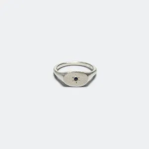 Simple Oval Ring - 925 Silver/Blue