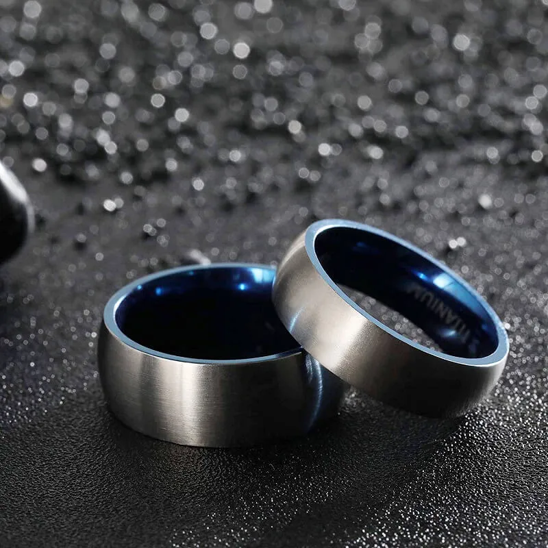 Simple Polished Titanium Couple Ring