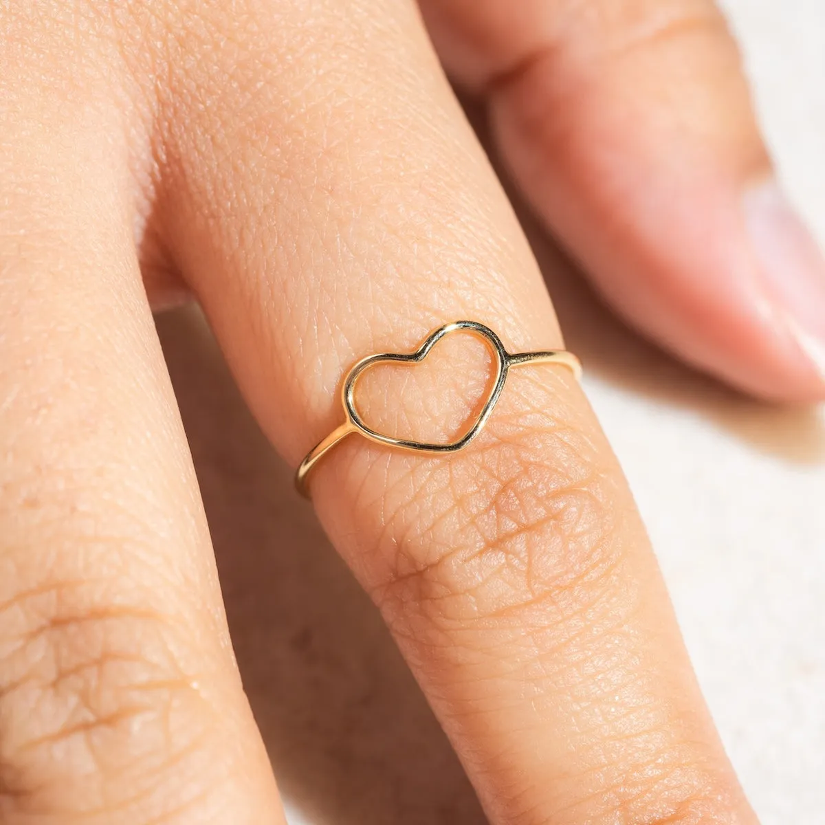 Solid Gold Delicate Heart Ring