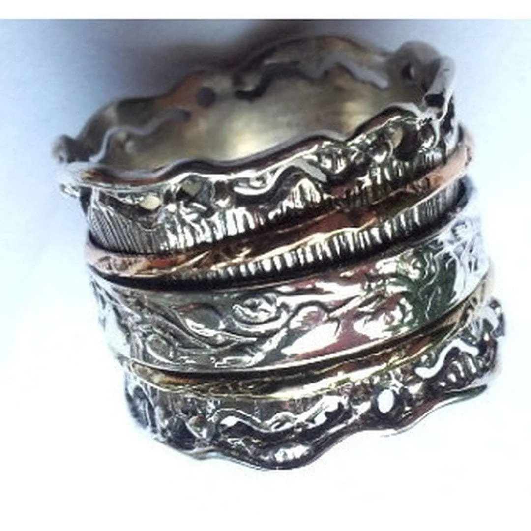 Spinner spinning ring silver gold designer jewelry Israeli rings Meditation rings