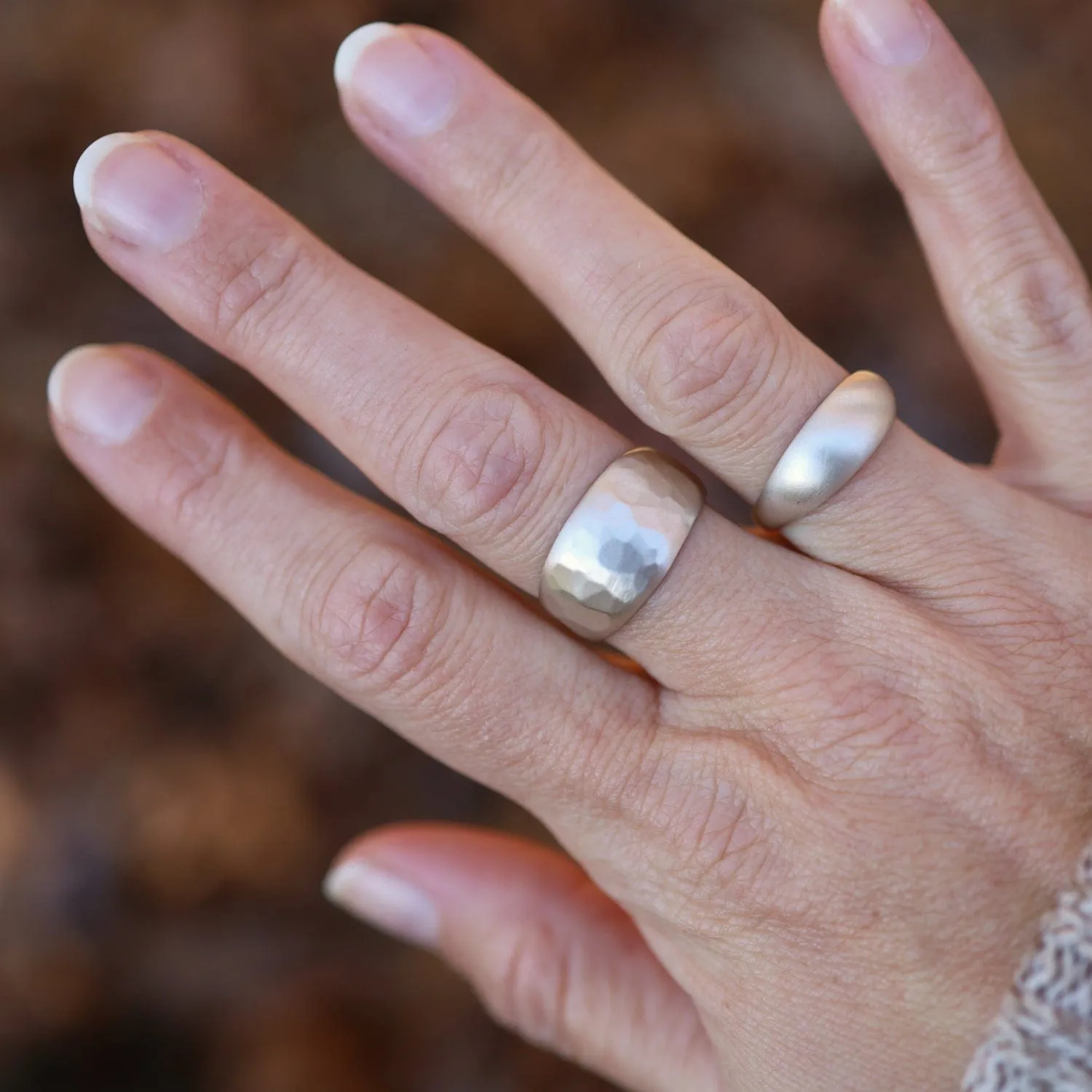 Sterling Silver Hammered Half Sleeve Ring