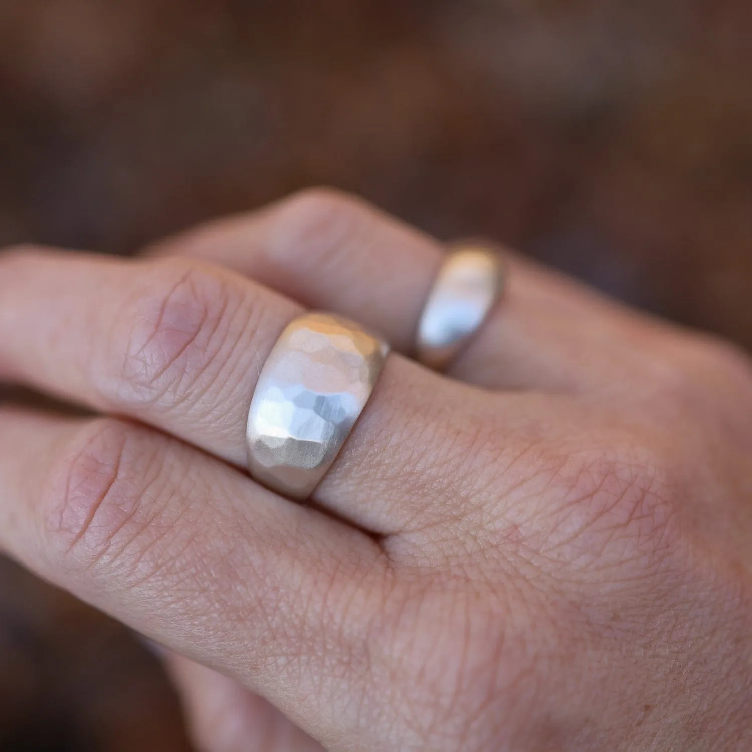 Sterling Silver Hammered Half Sleeve Ring