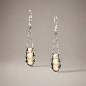 Sterling Wrapped Pearl Teardrop Earring