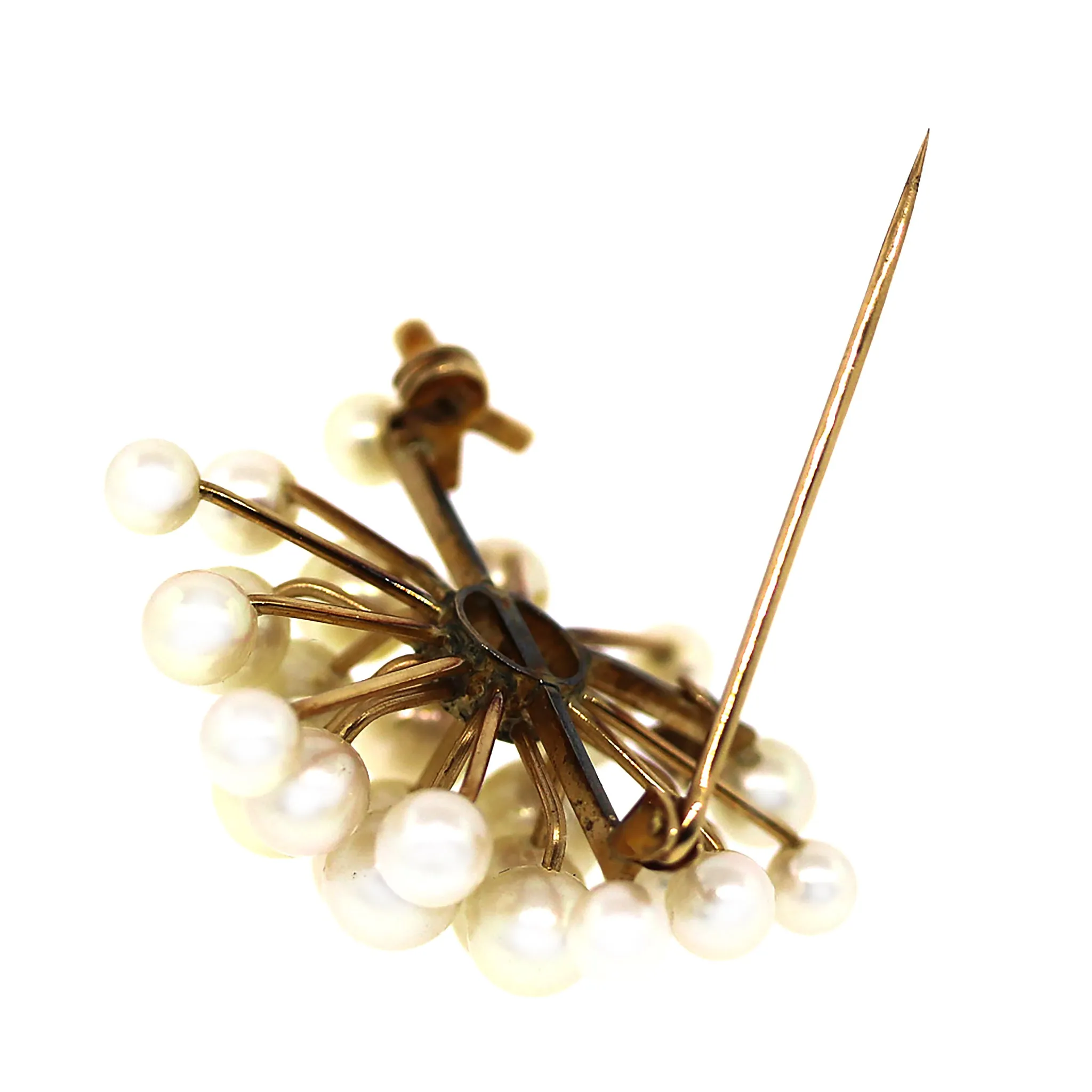 Sunburst Pearl Gold Pin Pendant