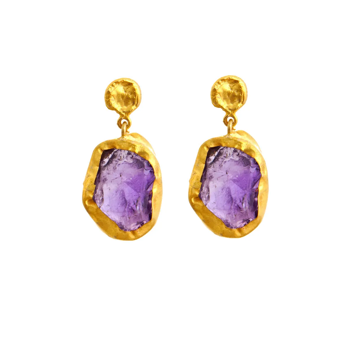 The Spirited One Gold Earrings with Amethyst