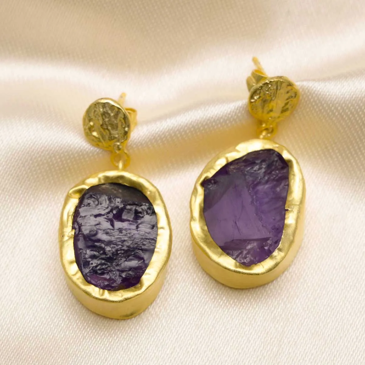 The Spirited One Gold Earrings with Amethyst