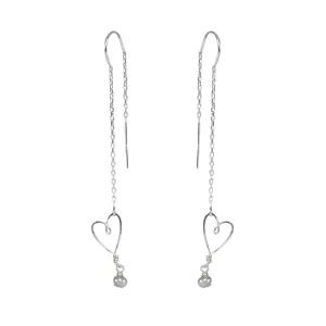 Tiny Heart Threader Earrings