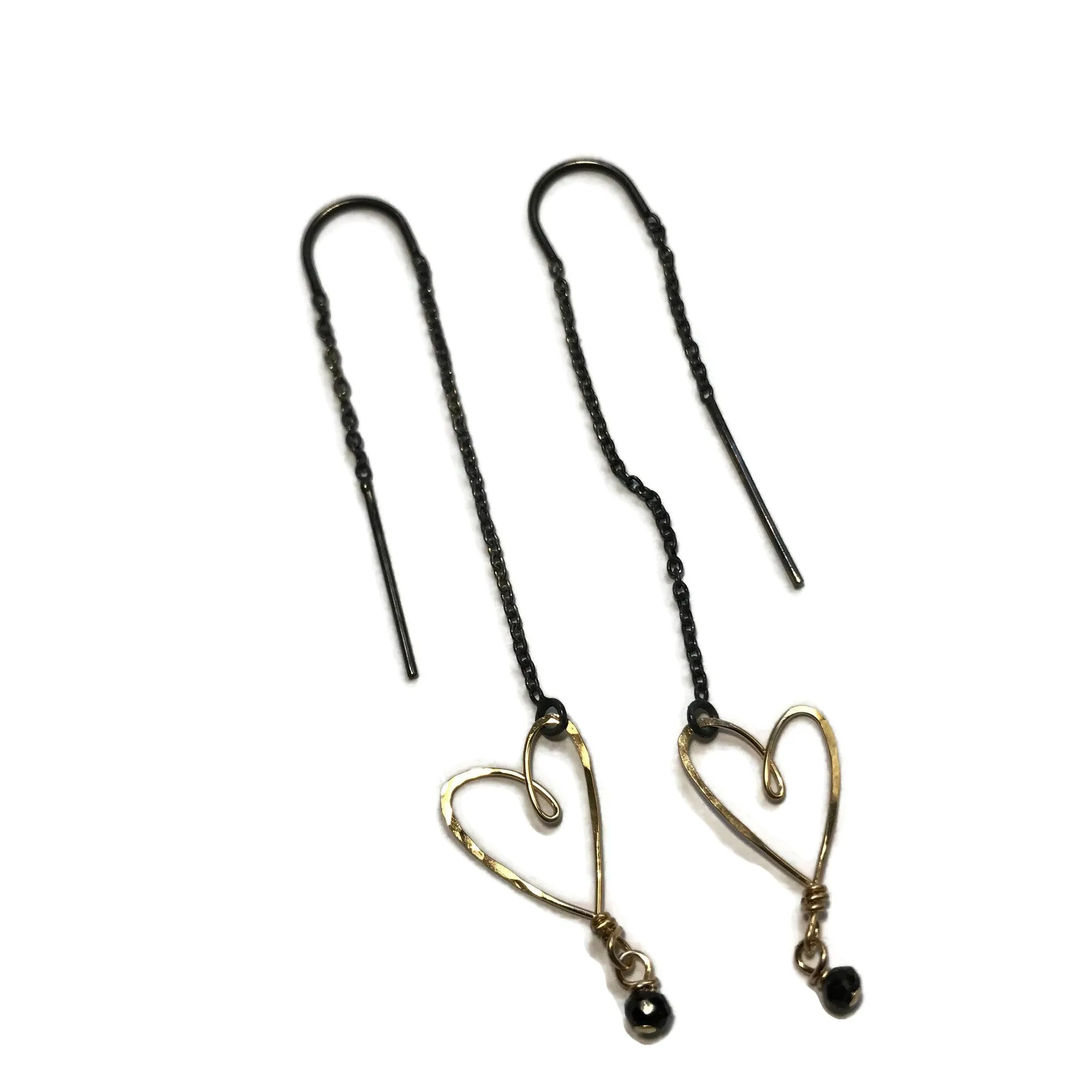 Tiny Heart Threader Earrings