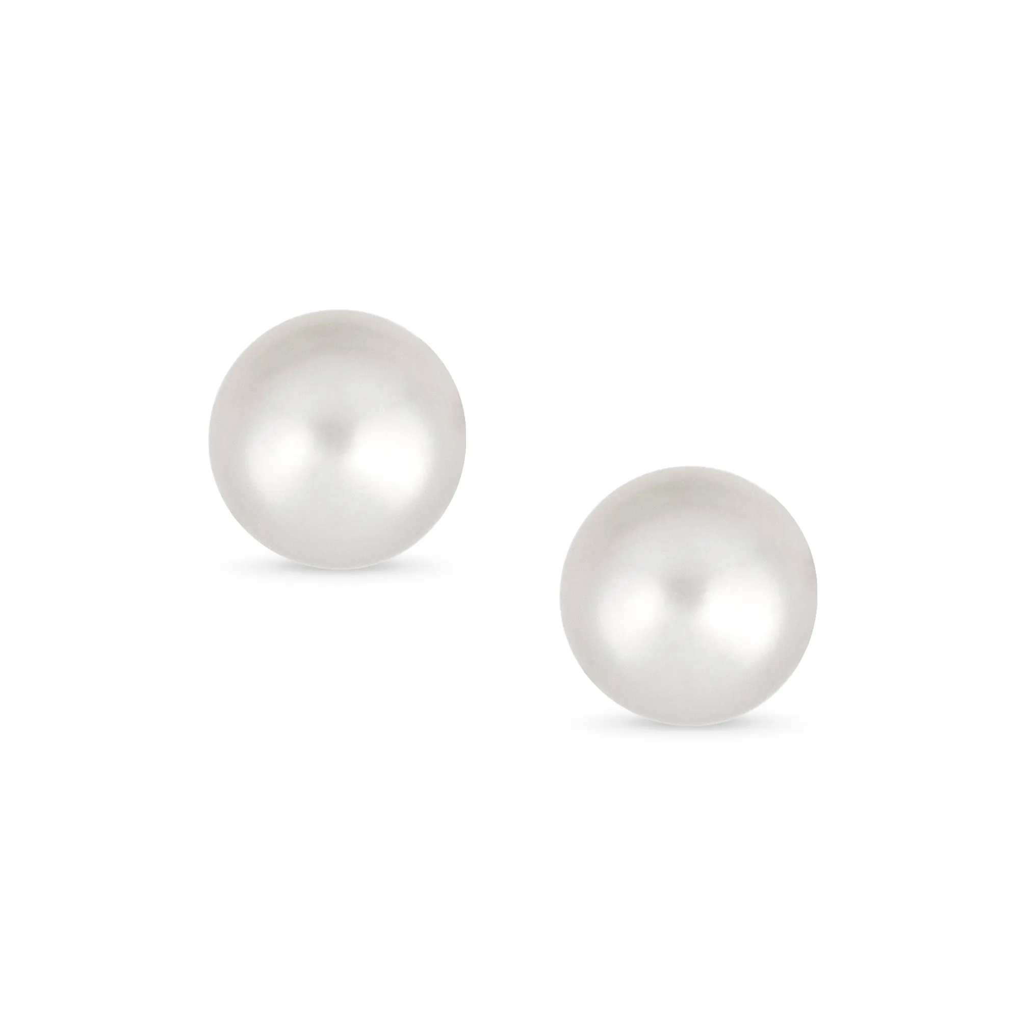 Traditional Tiny CZ Stud Earrings 10K Gold 5MM White Freshwater Pearl June Birthstone