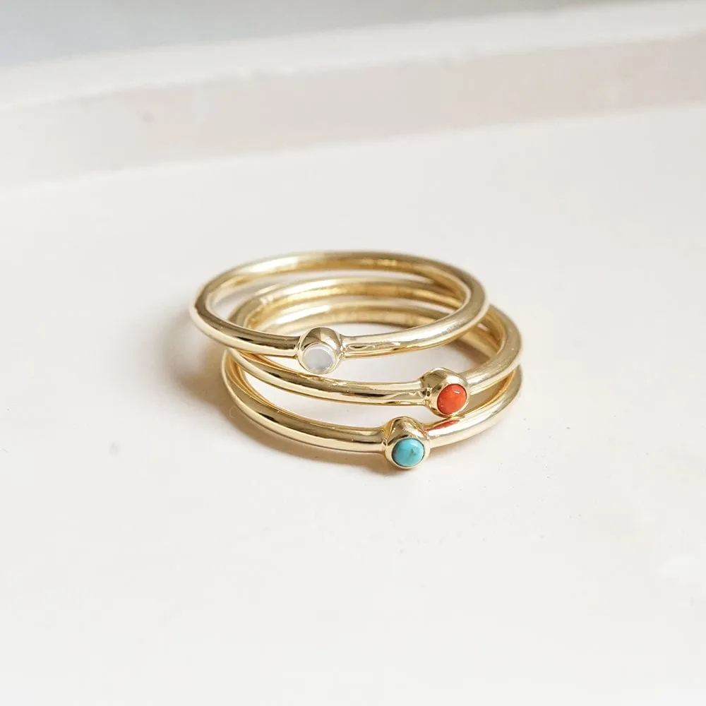 Turquoise Healing Stone Ring 18ct Gold Plate