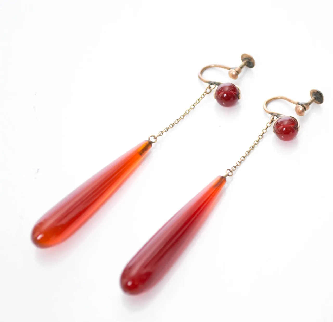 Vintage Victorian Carnelian agate drop earrings