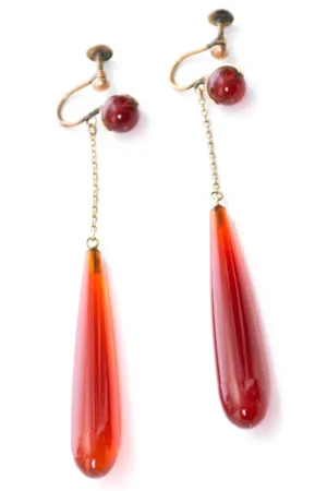 Vintage Victorian Carnelian agate drop earrings