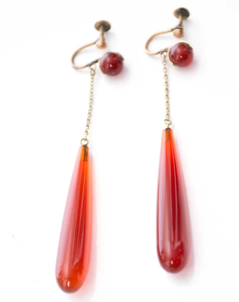 Vintage Victorian Carnelian agate drop earrings