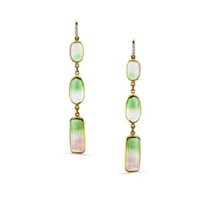 Watermelon Tourmaline Drop and Diamond Earrings 17.00 cts