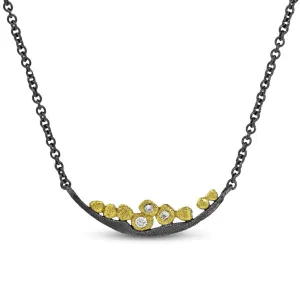 Wavy Pebbles Bar Necklace with Diamonds