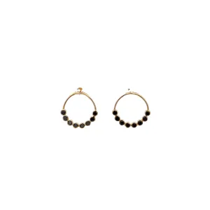 WD1235 14kt Gold with Black Diamond Detail Earrings