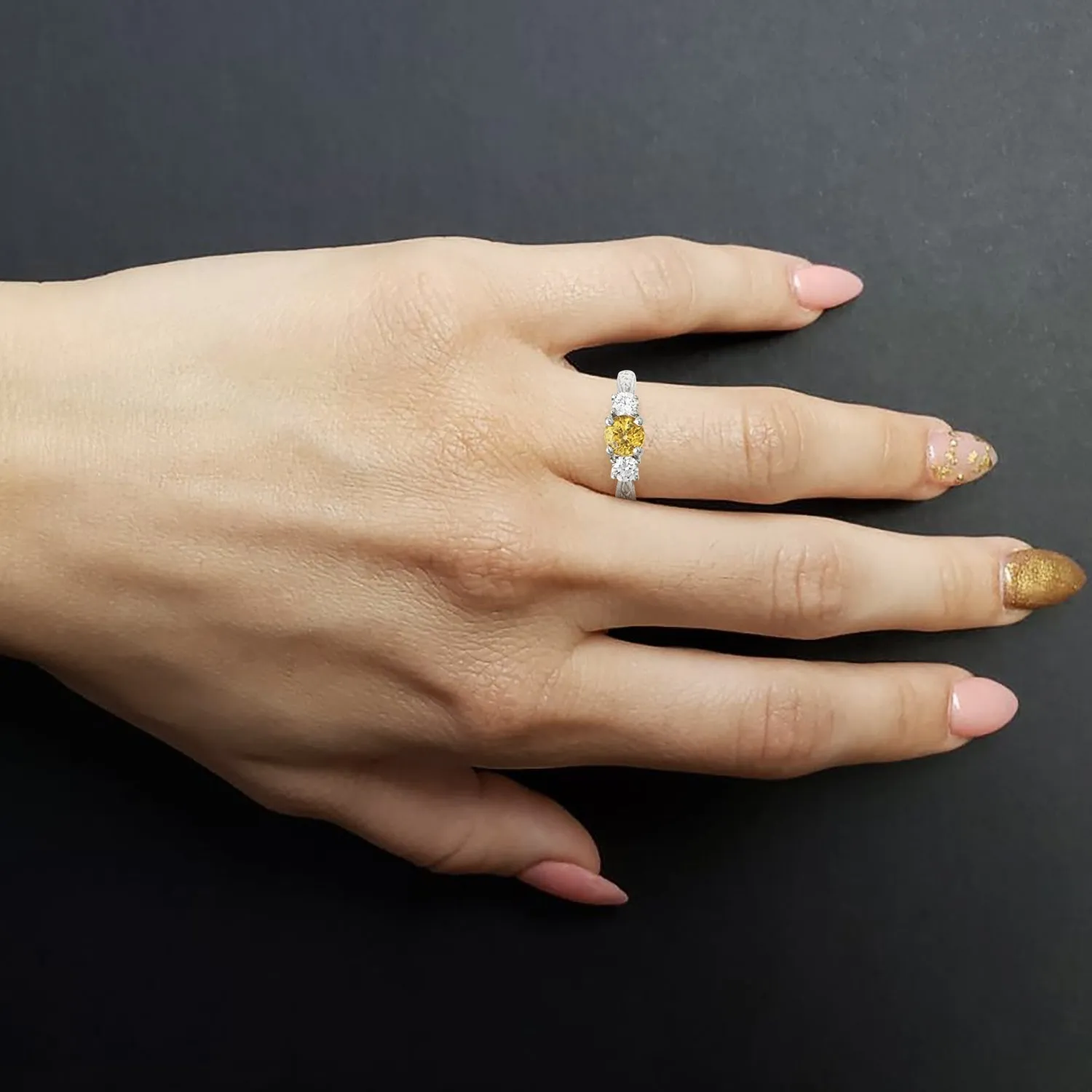 White Gold Yellow Sapphire Ring