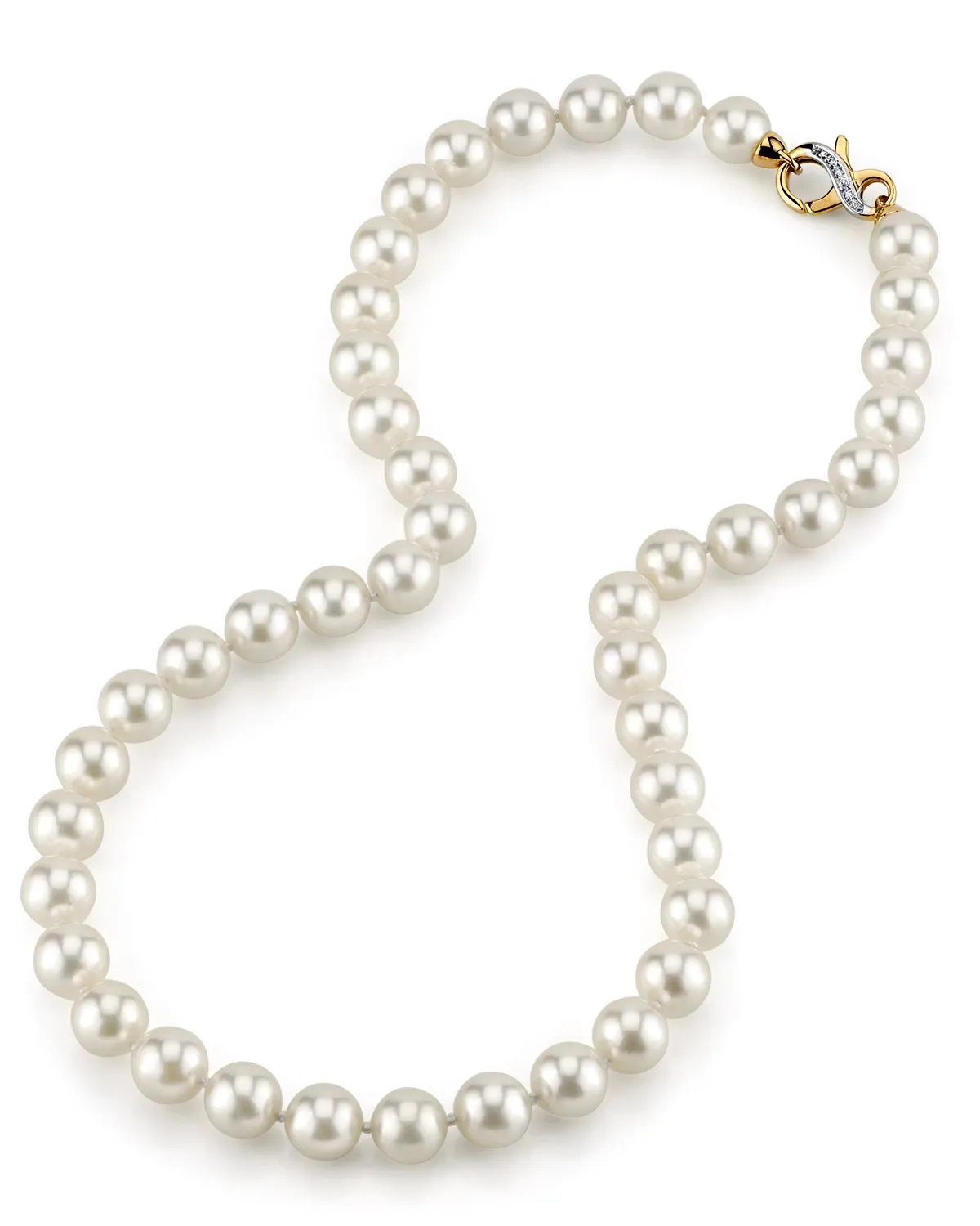 White Japanese Akoya Pearl Necklace, 9.0-9.5mm - AAA Quality