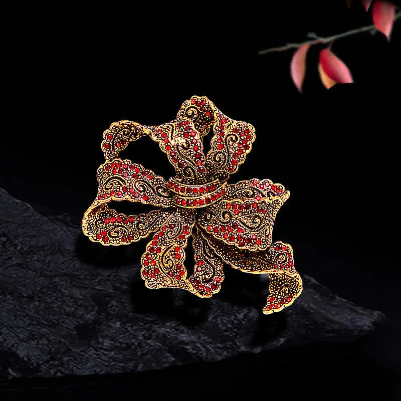 Women's Vintage Boho Bow Zircon Brooch