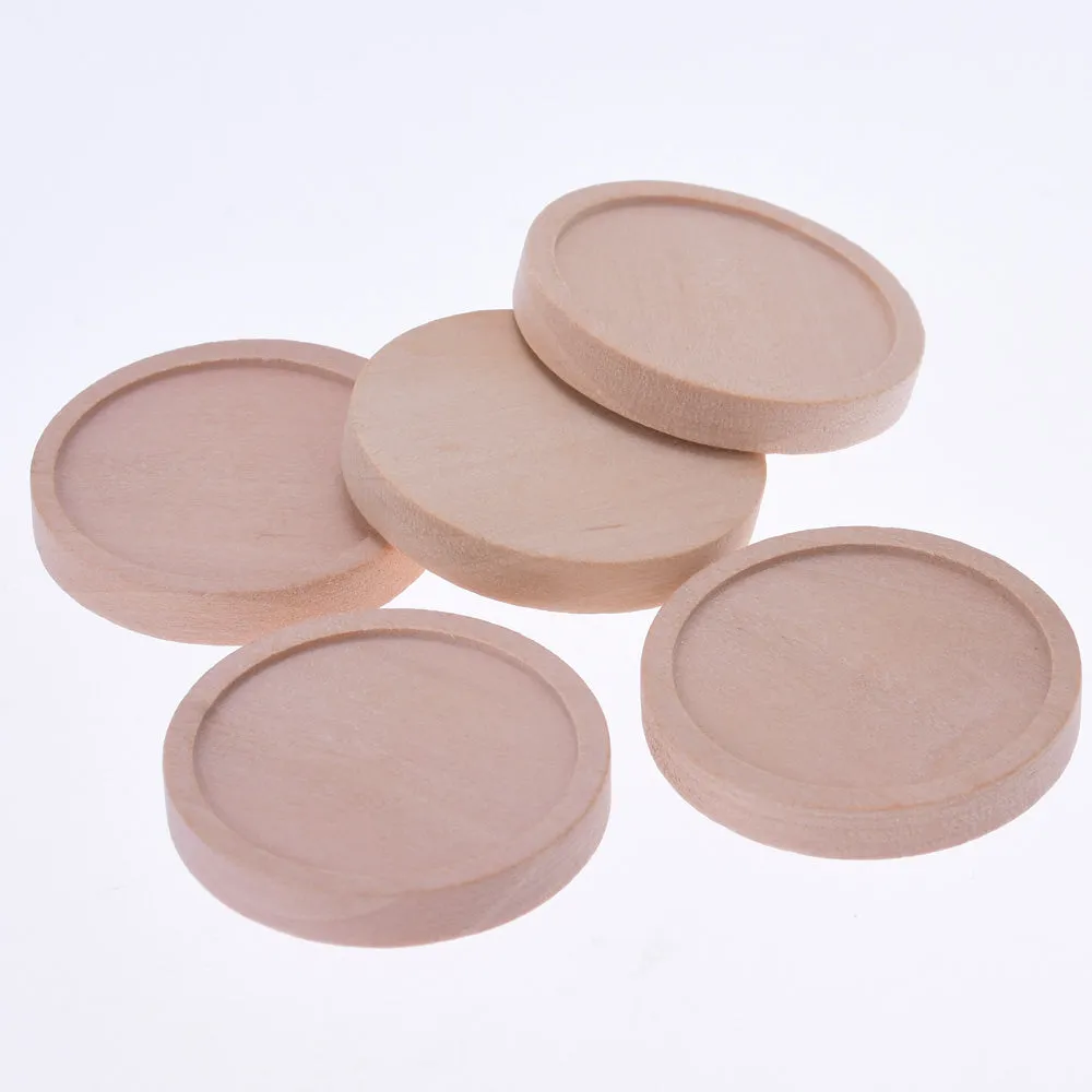 wood Round Pendant tray,bracelet blanks, fit 30mm round cabochons,primary, sold 20pcs