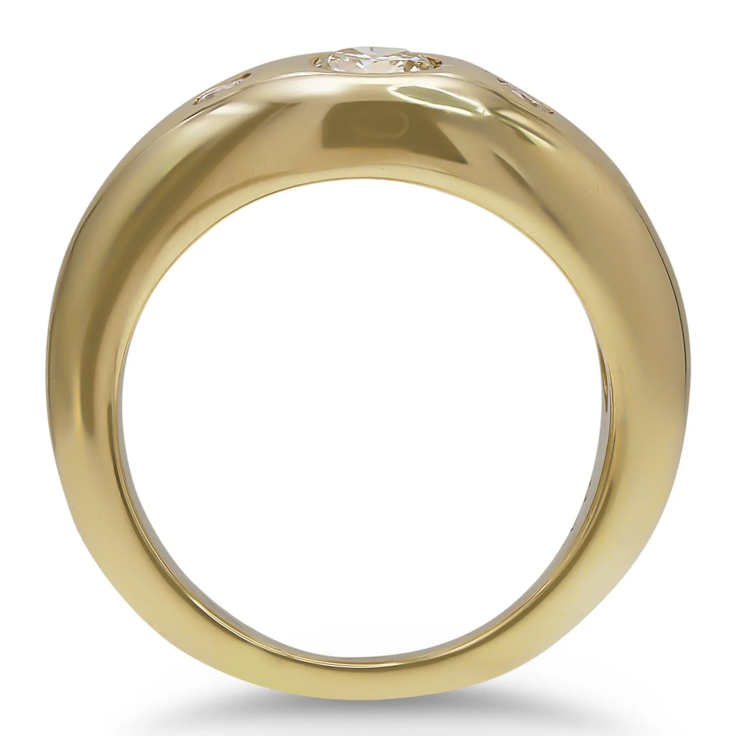 Yellow Gold Curved Diamond Ring