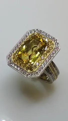 Yellow Sapphire and Diamond Ring